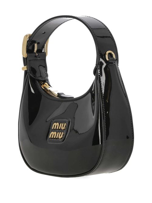 Borsa in vernice nera logo oro Miu Miu | 5BP084V-OOO069F0002